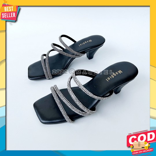 Sendal Sandal Mules Shoes Wanita Slip On Hak Tahu 5Cm Sepatu Spatu High Heels Hels Hils Pesta Kondan