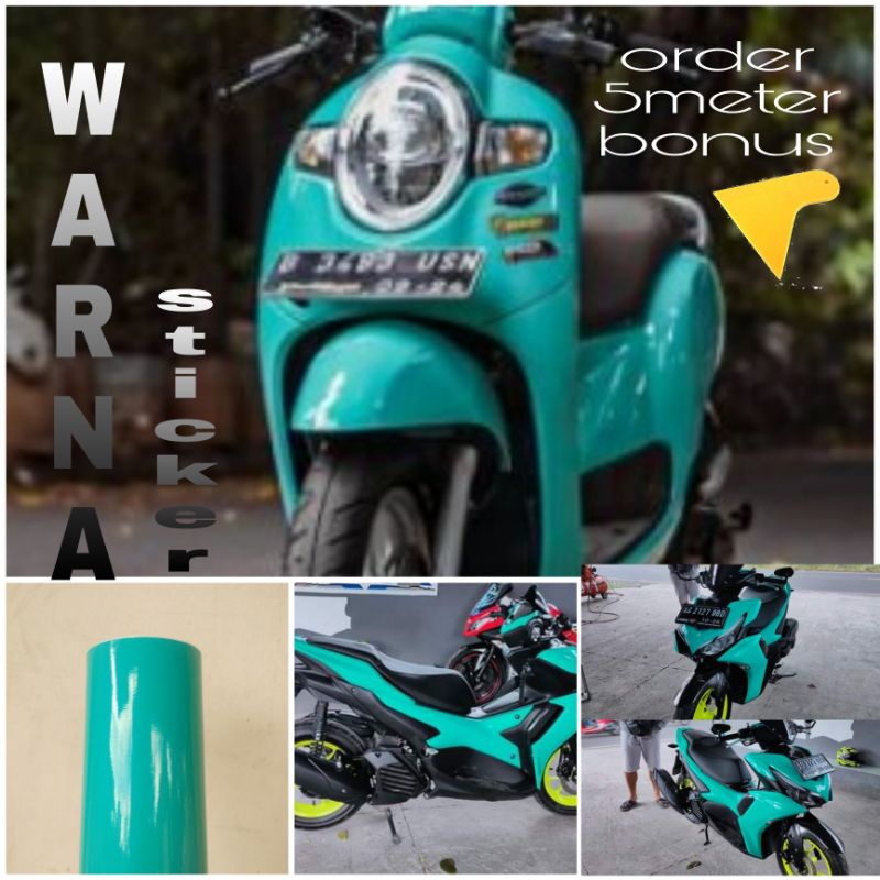 Sekotlet Setiker Motor Hijau Tosca Stiker Skotlet Motor Sticker Scotlet Motor Hijau Tosca doff/glosy