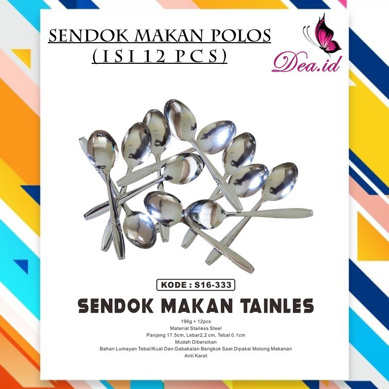 [DEASTORE] SENDOK MAKAN STAINLESS POLOS ISI 12 PCS (SELUSIN) MURAH, TEBAL DAN KUAT