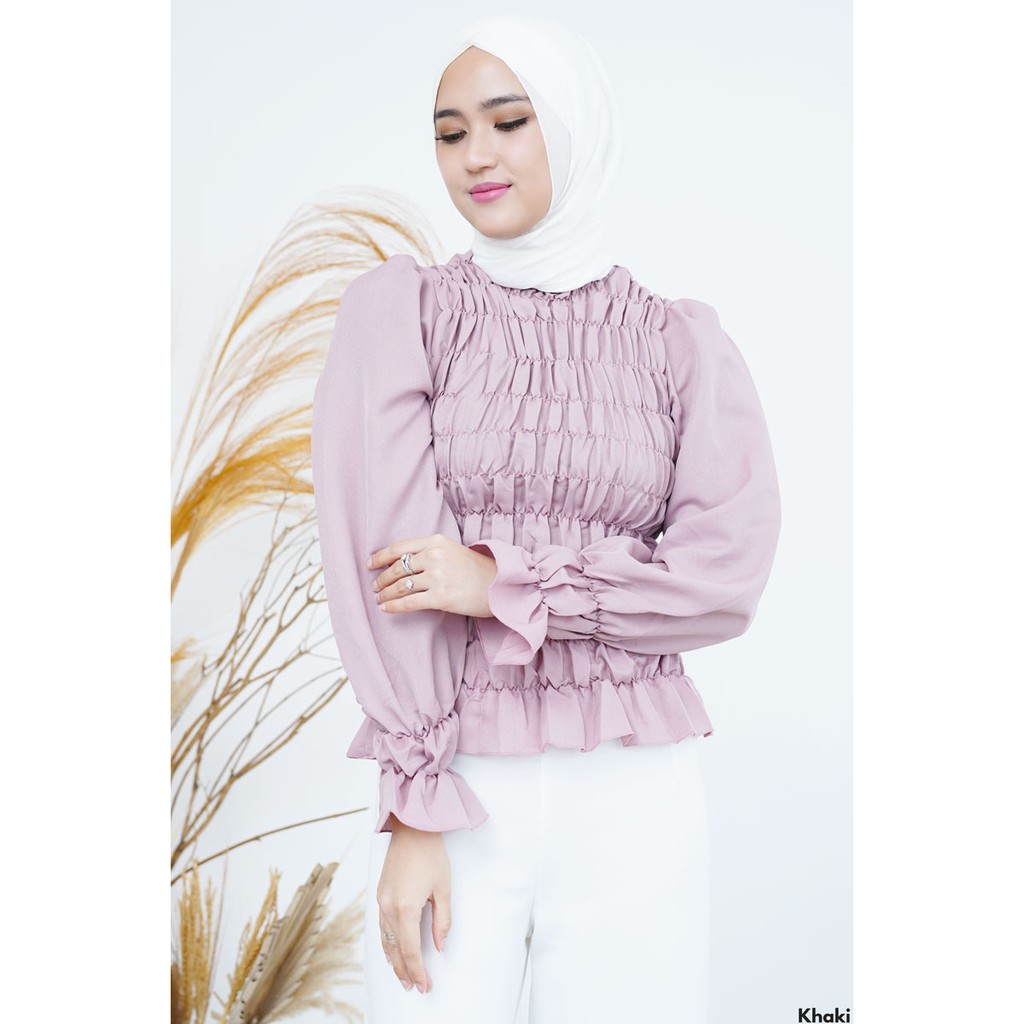 Rebeca Shirred Blouse Atasan Wanita