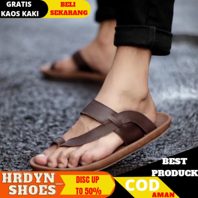 SANDAL KULIT PRIA 05 CEVANY BLACK BROWN TAN KULIT SAPI ASLI ORIGINAL HANMADE BANDUNG