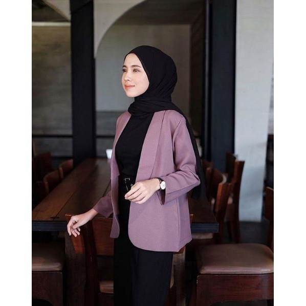 Cocok Buat wanita Hijab Casual Kantoran Panjang/ Berska Blazer Lavender