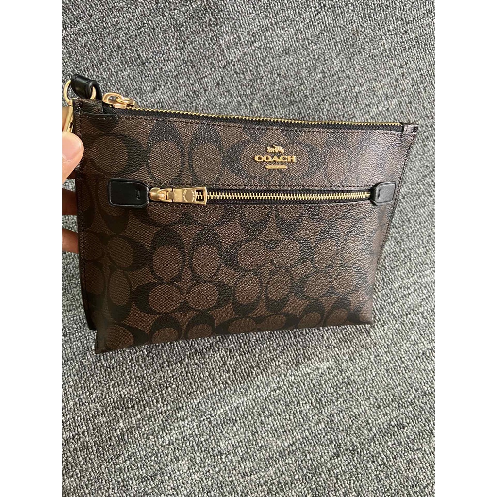 （Shopee Live）1391-7  1391  coach cowhide with PVC material men and women clutch wrist bag  snb