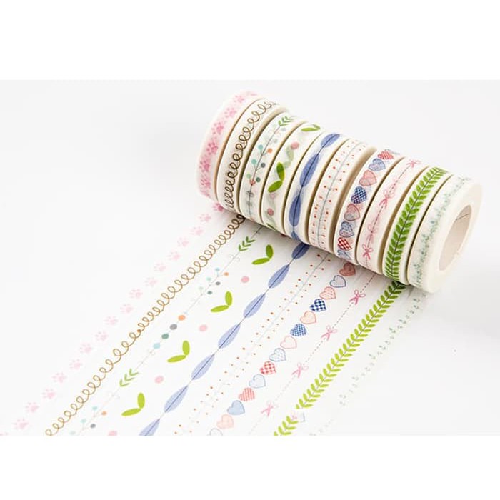 

Japanese Washi Tape - Set Love and Leaves Pattern