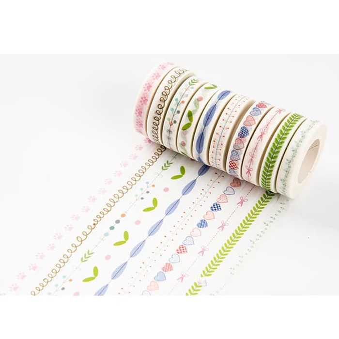 Japanese Washi Tape - Set Love and Leaves Pattern