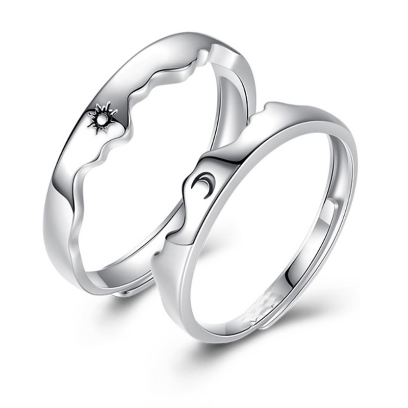 Set Cincin Pasangan Model Terbuka Lapis Silver Motif Tulisan Love Forever Untuk Priawanita