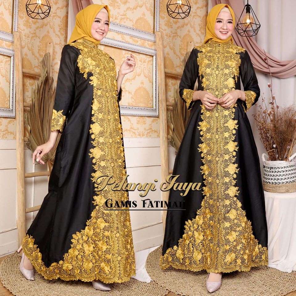 Gamis Muslim Wanita Taffeta Fatimah Aneka Pilihan Warna