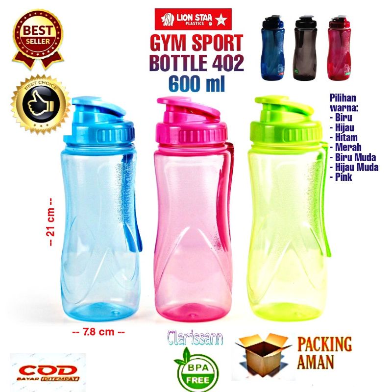 PROMO (Bisa COD) Lion Star Gym Sport Botol Minum / Water Bottle 402 600 ml Botol Plastik Termos Botol air