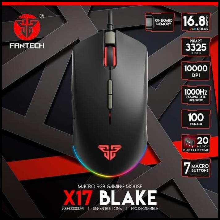 Fantech X17 Blake Macro Rgb Gaming Mouse 7 Button 10000 Dpi