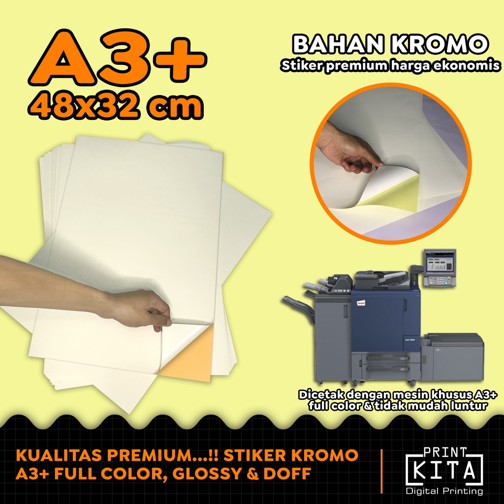 

KUALITAS PREMIUM…!!! Stiker Cutting KROMO A3+ Glossy Doff, Stiker Satuan Tanpa PO Tanpa Minimal Order, Cutting Stiker Satuan, Proses 1 Hari Selesai