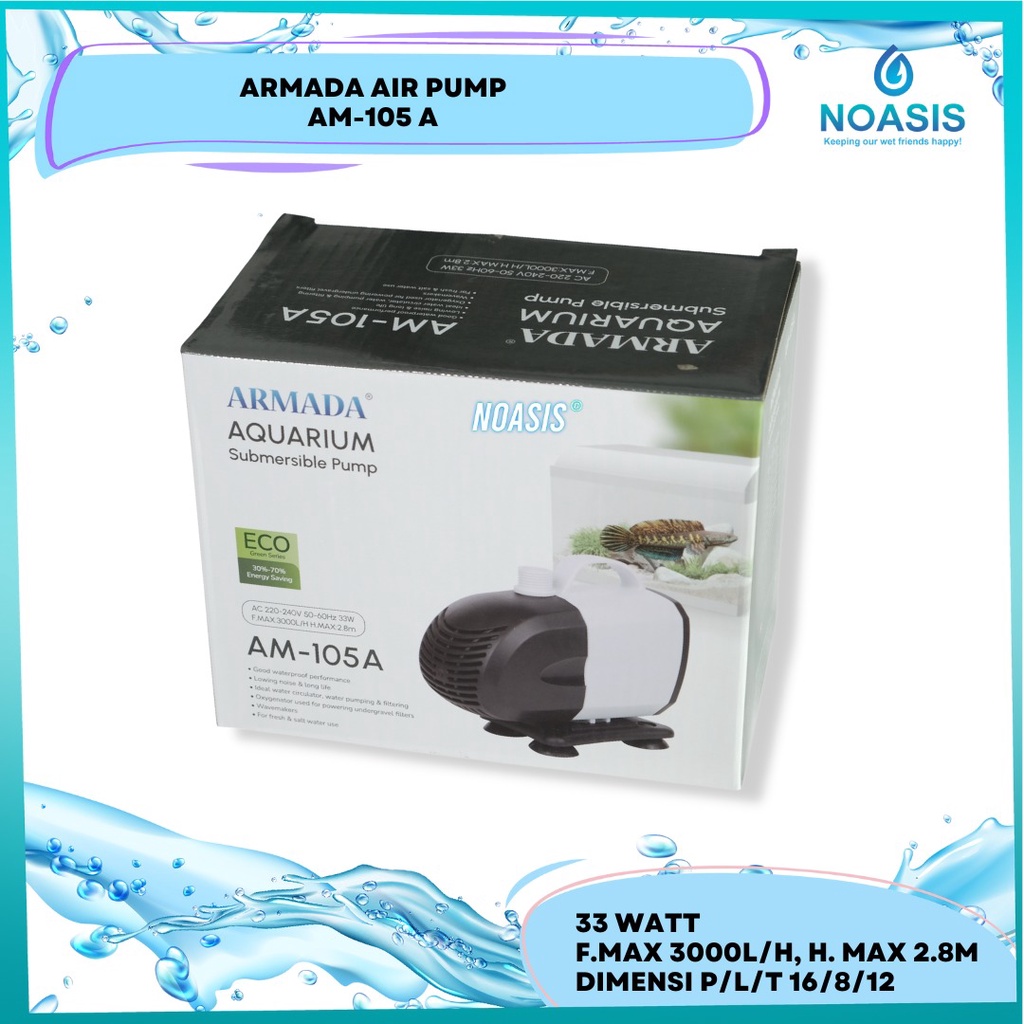 POMPA AQUARIUM CELUP WATER PUMP ARMADA AM 105 A AM-105A LOW WATT NOASIS