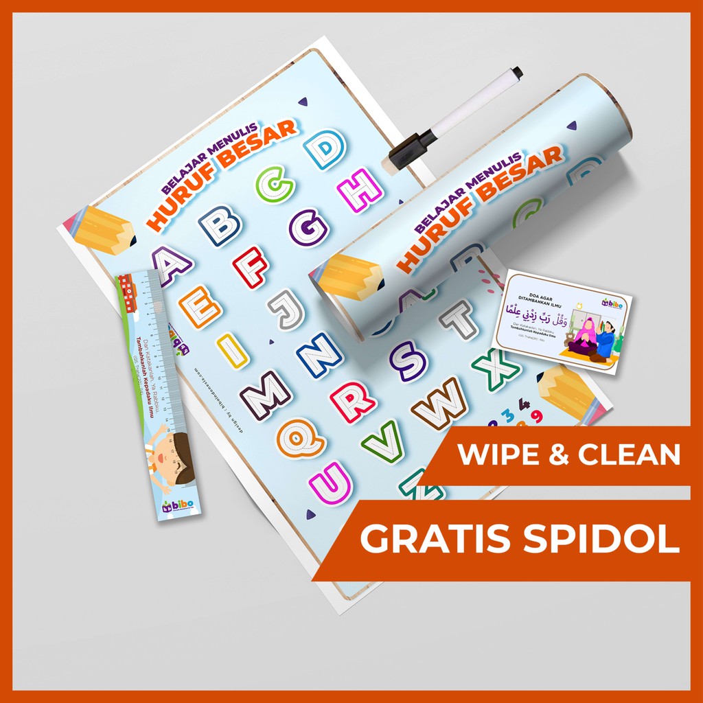 

Poster Edukasi Belajar Mengenal & Menulis AlFabet Wipe & Clean GRATIS SPIDOL