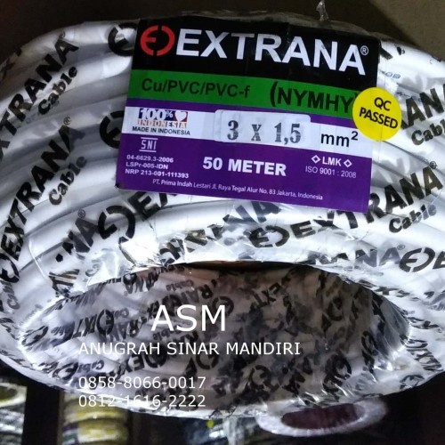 Kabel Listrik NYMHY 3x1,5mm 50M EXTRANA| EXTRANA Kabel Serabut | SNI