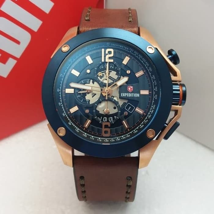 JAM TANGAN PRIA EXPEDITION E 6697 ROSEGOLD BLUE ORIGINAL GARANSI RESMI 1 TAHUN