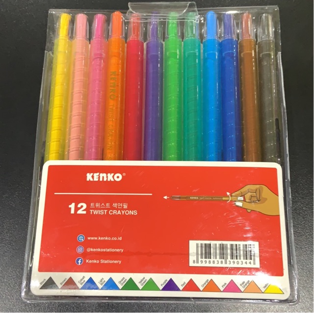 Kenko Twist Crayon 12 Crayon Putar 12 Warna Panjang-3