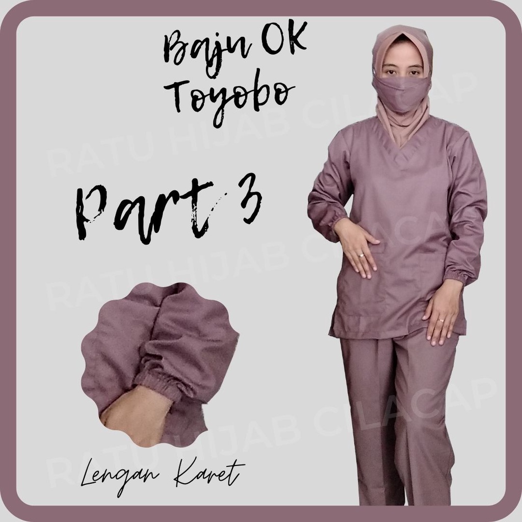 Baju OK OKA dokter jaga perawat petugas medis lengan PANJANG KARET ukuran S M L XL XXL