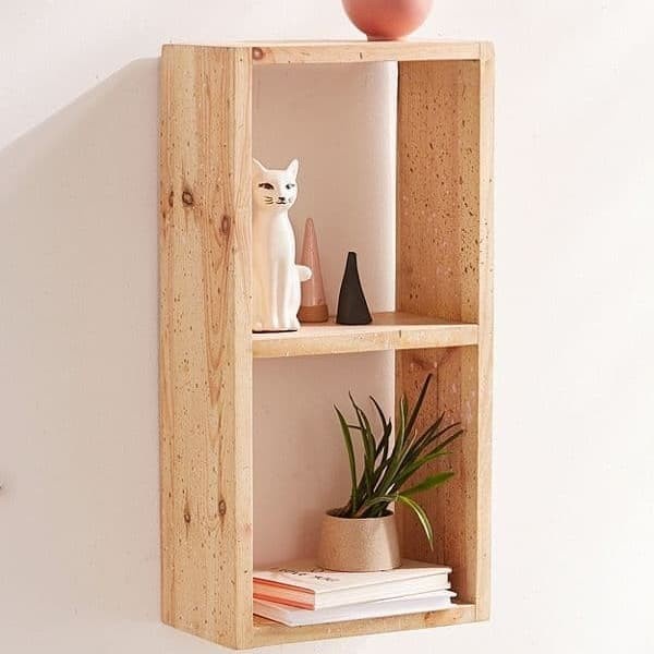Rak Dinding Kayu Pinus Minimalis Kotak / Ambalan Dinding Minimalis