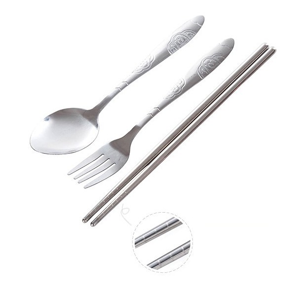 Adda Home - Set 3pcs Sumpit + Garpu + Sendok Stainless Travel Sourvenir Pernikahan