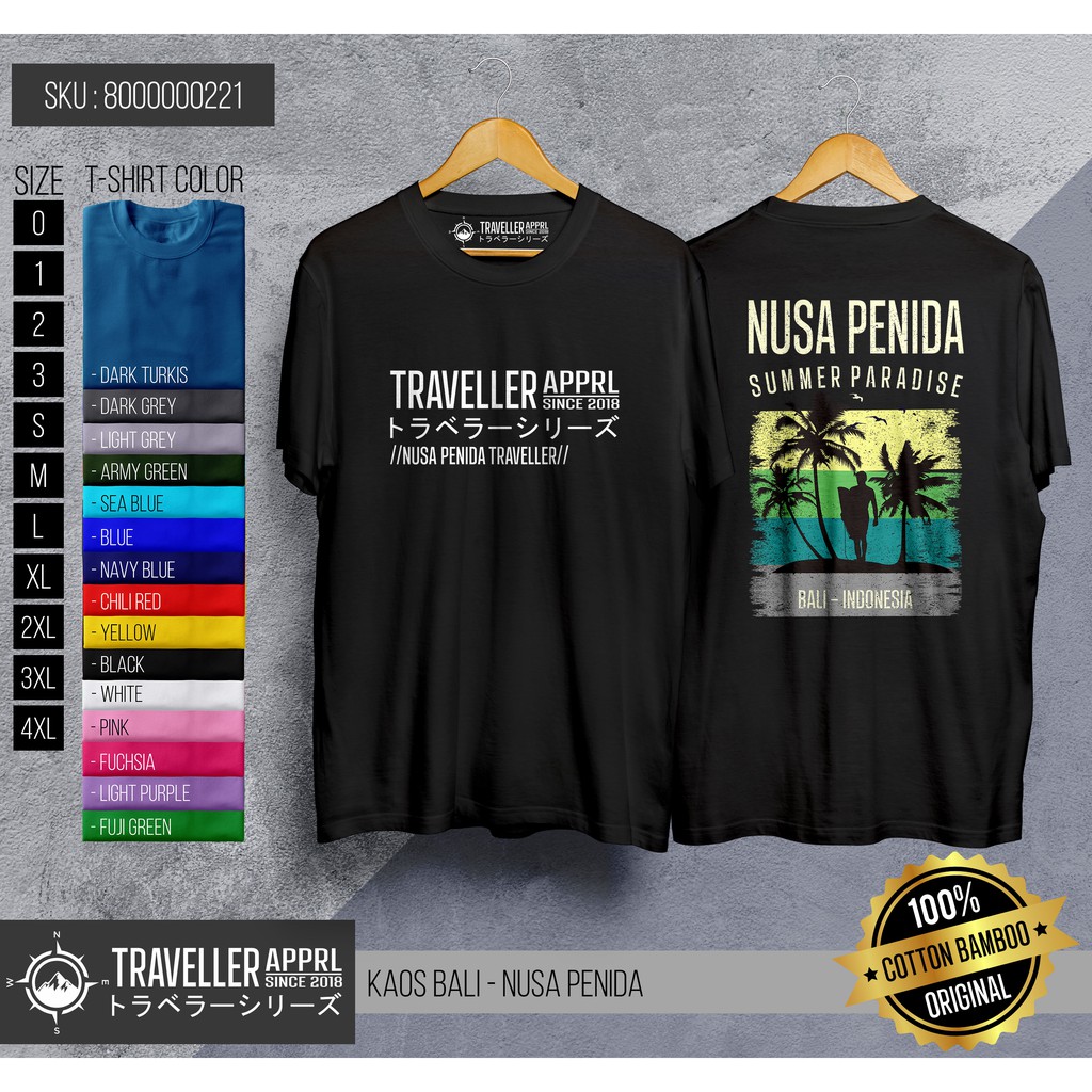 Kaos Nusa Penida - Kaos Bali Kualitas Premium dengan Bahan Kaos Cotton Bamboo