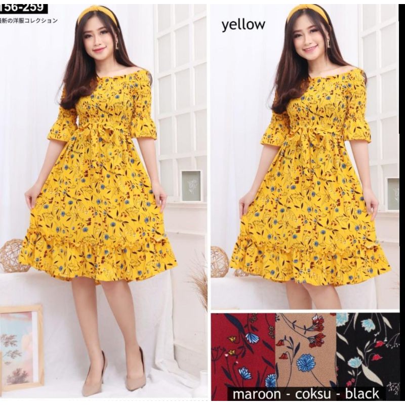 PAKAIAN WANITA DRESS REDY DREES MOTIF BUNGA BUBEL BKK