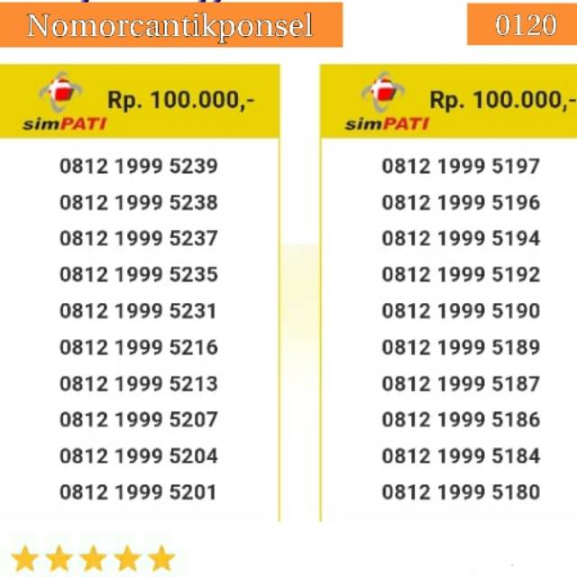 Nomor cantik simpati 0812 1999 5229 seri Tahun 1999 rapi Bsm03