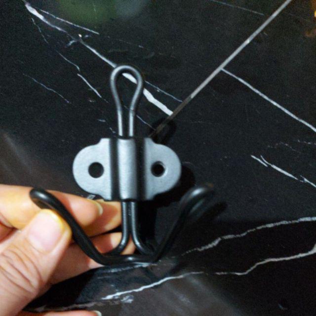 Double Hook, Pengait Ganda, Hitam, Gantungan Handuk Dinding Sv1396
