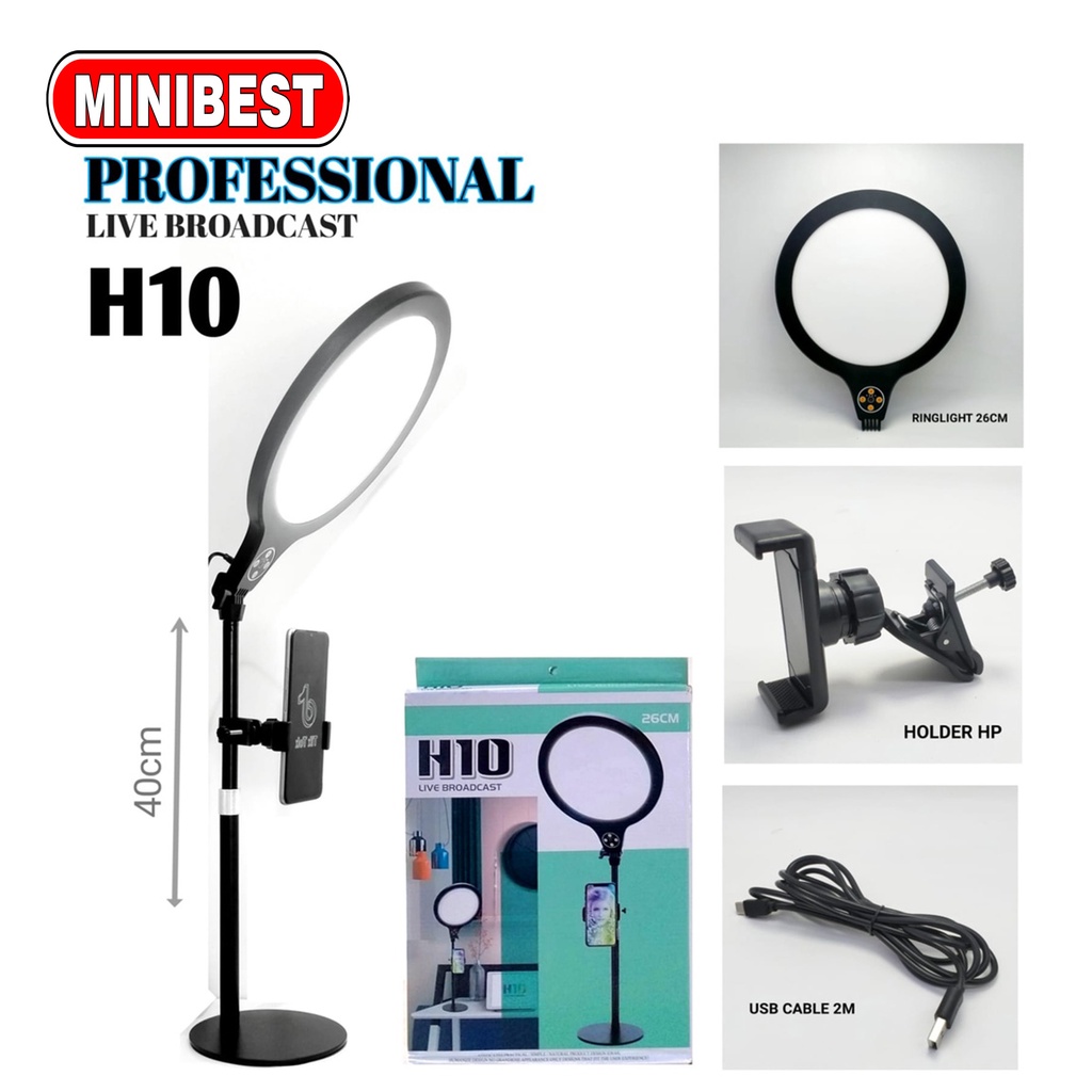 Ringlight Selfie Live Broadcast Professional Live Stream Desktop Beauty Fill Light 26CM H10