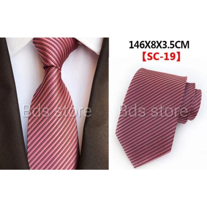 Dasi Pria Motif Salur Warna Rosegold Ukuran Medium 3inchi