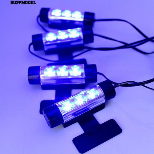 ⏲4x Biru 12 V Mobil Interior Dekoratif Neon Di Bawah Dash Lantai 3 Lampu LEDLampu