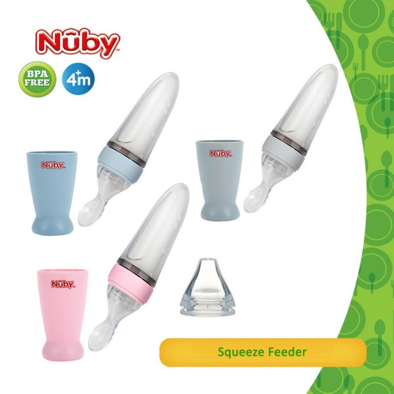 Nuby All Silicone Squeeze Feeder Pink