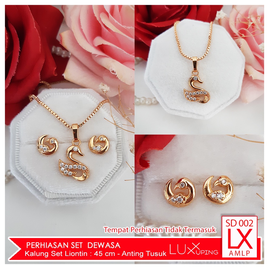 SD 002 Perhiasan Set Kalung dan Anting Xuping Bebek Angsa Perhiasan Lapis Emas Yaxiya Luxx Xuping