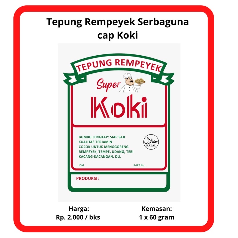 

[MINIMAL 10 bks @50 gr] TEPUNG REMPEYEK SUPER SERBAGUNA CAP KOKI