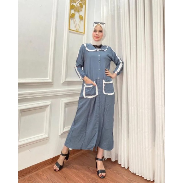 KODE 07 DASTER KEKINIAN LENGAN PANJANG DASTER PANJANG RAYON ADEM MURAH HOME DRESS LENGAN PANJANG BAHAN RAYON