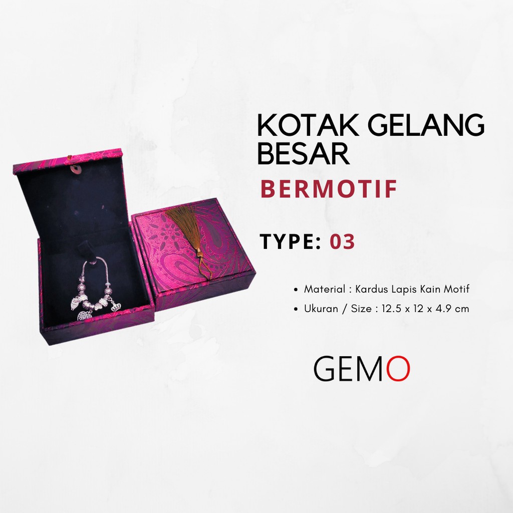 Kotak Gelang Besar Motif Tersedia Berbagai Warna Bracelet Box Tempat Perhiasan Jewelry Murah Cocok Untuk Gift / Hadiah, Lamaran, Mahar Pernikahan, Hantaran Tunangan, Seserahan Pernikahan