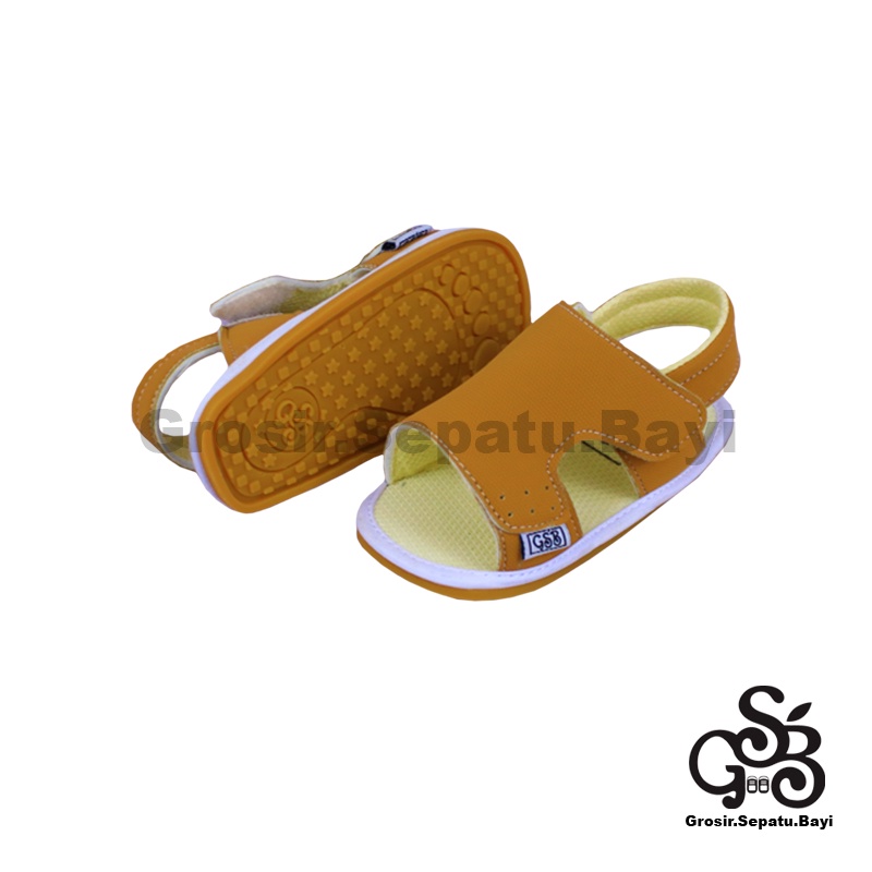 sendal bayi sepatu bayi sandal bayi  laki laki perempuan prewalker bayi  umur 2 - 12 bulan model casual S01 polos KUNYIT ringan  fleksibel &amp; Anti Slip