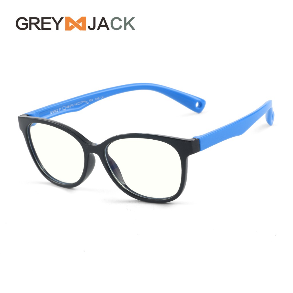 Grey Jack/Kacamata ANAK anti radiasi blueray komputer HP TV TR90/ FA8142-C18hitam biru