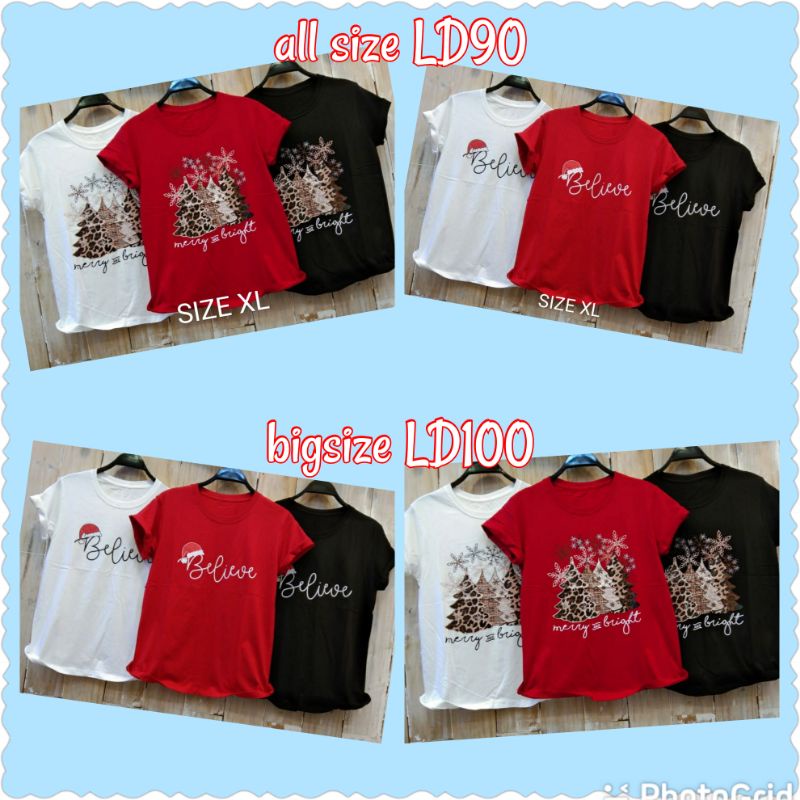 KAOS NATAL M-L  XL LD100 combed bigsize katun lucu