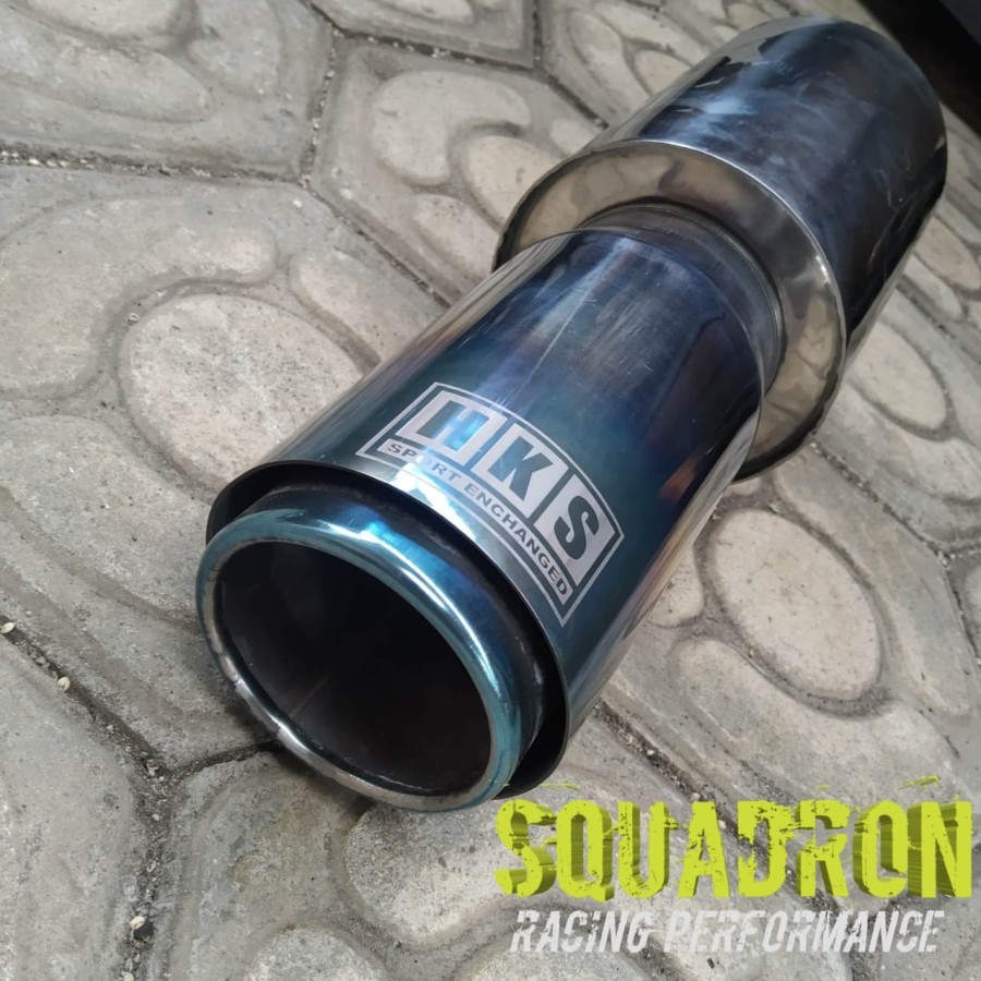 knalpot mobil muffler hks double pipe universal