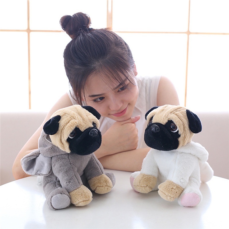 Mainan Boneka Plush Anjing Pug Dengan Topi + Bel Untuk Anak Laki-Laki / Perempuan