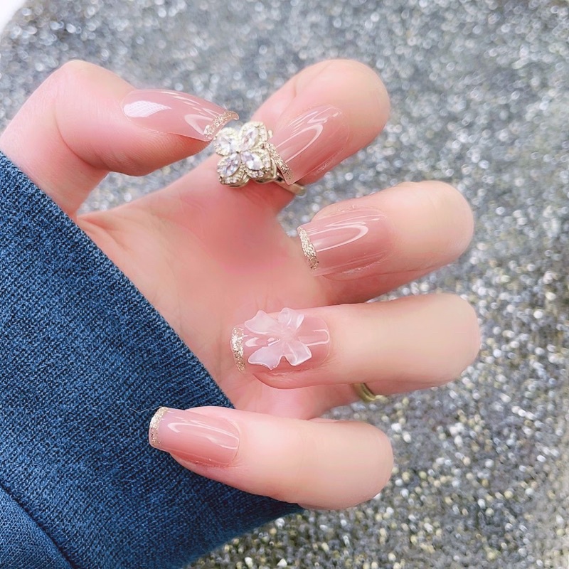 Kuku Palsu 【B47，lem cair】Nikah kuku Wedding False Nailart Pengantin Tangan