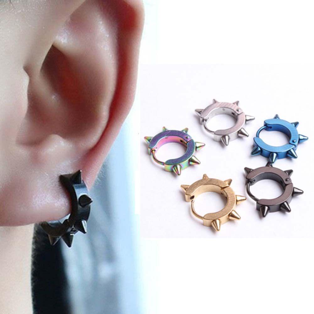 Mxbeauty Anting Hoop 2pcs Unisex Anti Karat Fashion Geometris Rivet Gothic Perhiasan