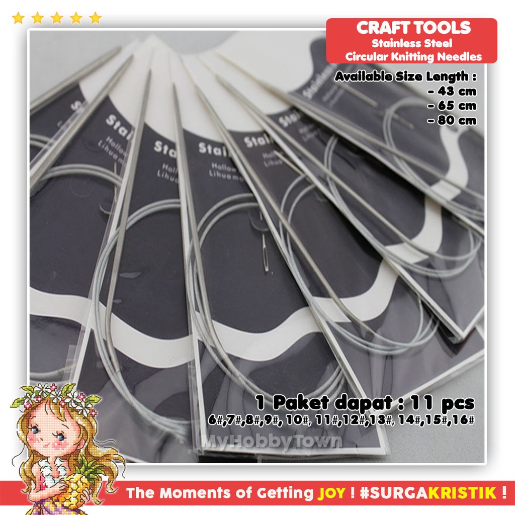 Set Isi 11 pcs Jarum Rajut Knit Circular Needle Stainless Steel