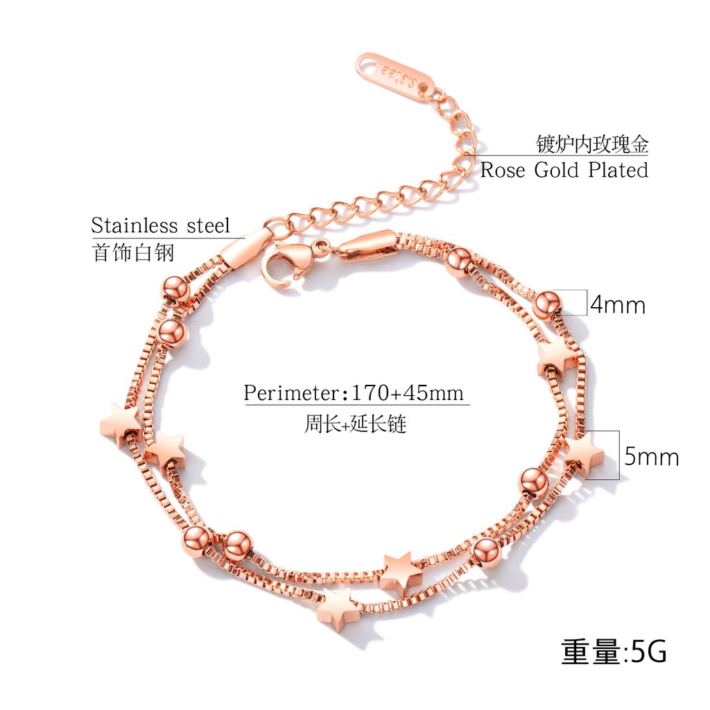 [ PALING LARIS ] Gelang Cewek rantai Perhiasan Titanium Import Korea Anti Karat GK018 motif bintang