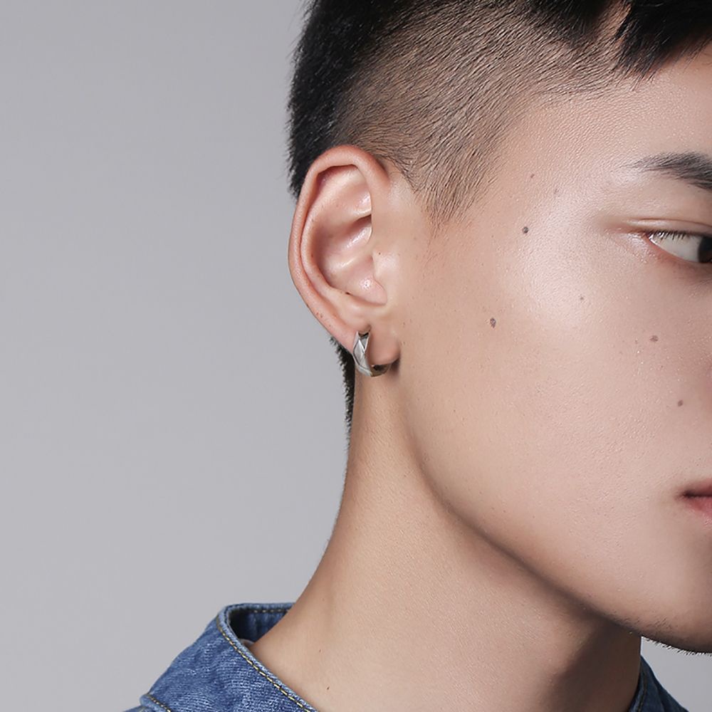 Needway  Simple Men Hoop Earring Geometry Alloy Circle Earring Trendy Punk Korean Personality Boy Hip Hop Fashion Jewelry