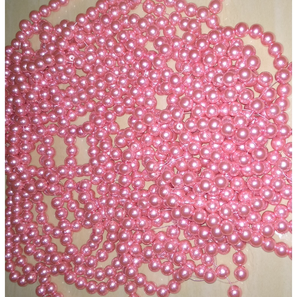 100 Gram Payet Mote Manik Mutiara Sintetis 10mm Bulat Besar Mutsin Berat Kwalitas Super Pink