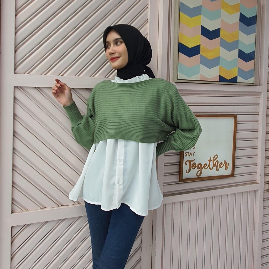 lasperal batwing crop top/atasan rajut wanita crop top terbaru/crop blouse motif kelelawar