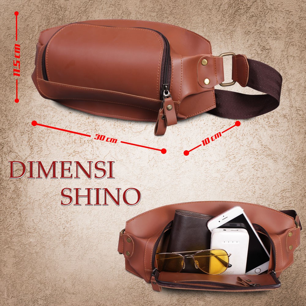 TAS SELEMPANG PRIA WAISTBAG COWOK MASKULIN KASUAL PAS BUAT HANGOUT BAHAN PU LEATHER TEBAL EWLO5