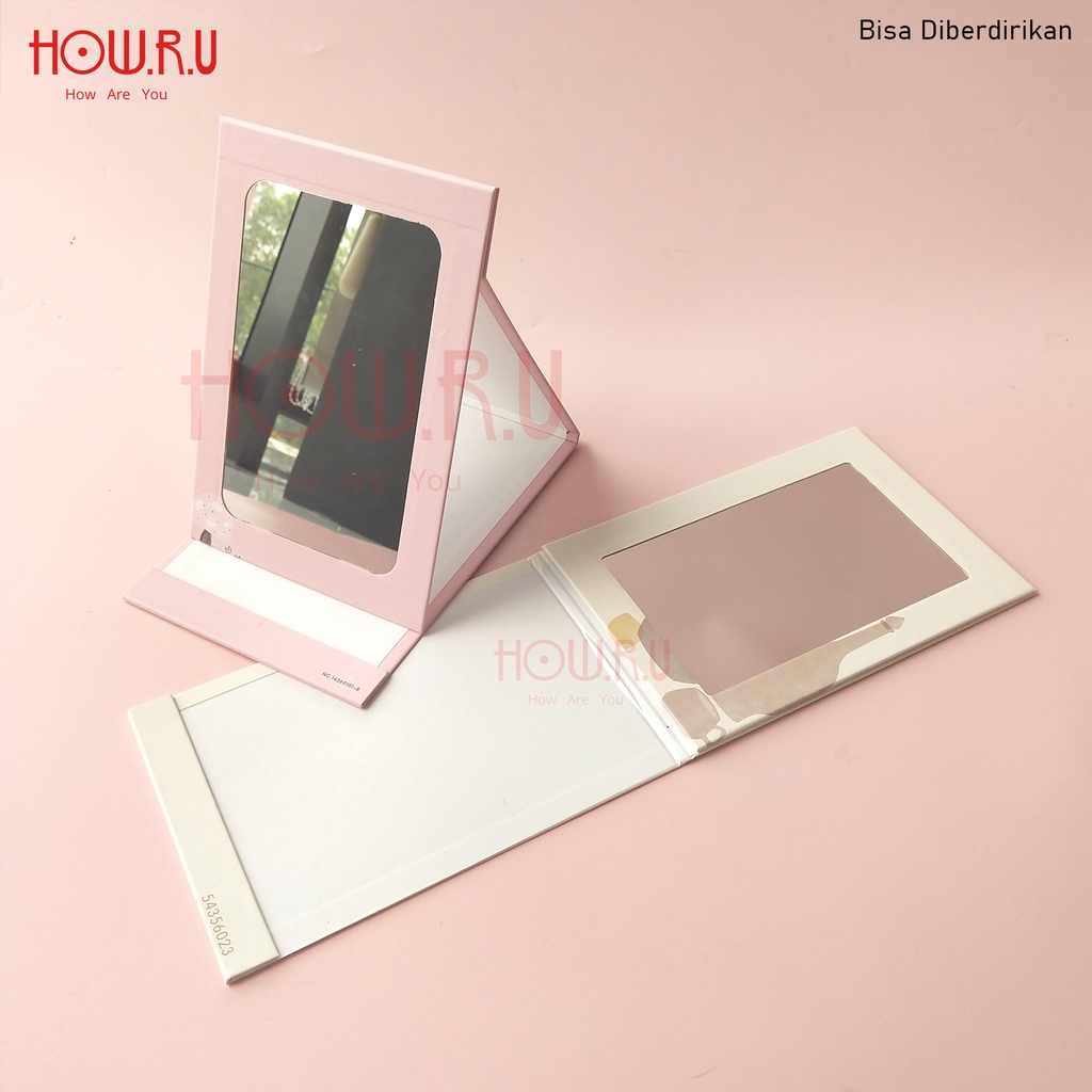 HOW.R.U | 21 x 14 cm - Cermin Lipat / Cermin Saku Korea Warna Pastel Motif Karakter Lucu