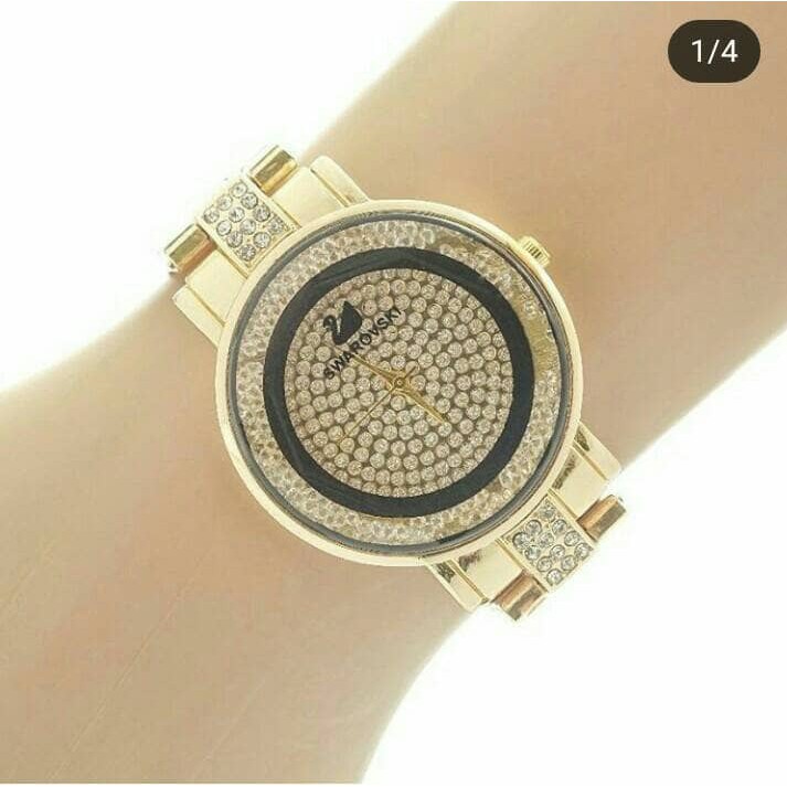Jam Tangan wanita rantai swarovski jtr 1024 gold