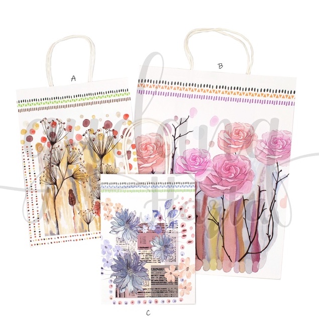 

GCC Paper Bag Watercolor Flower Goodie Bag Motif Bunga Warna2 GCC 507018